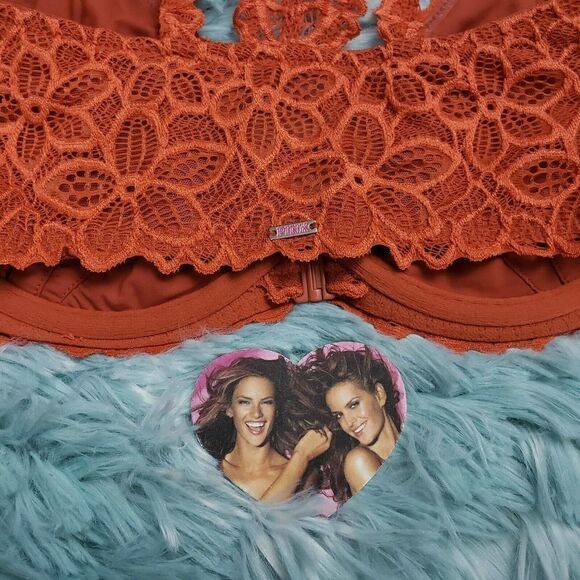 Victoria's Secret Racerback Pink Date Gingerbread Unlined Demi Brown 32 DD - Picture 6 of 6